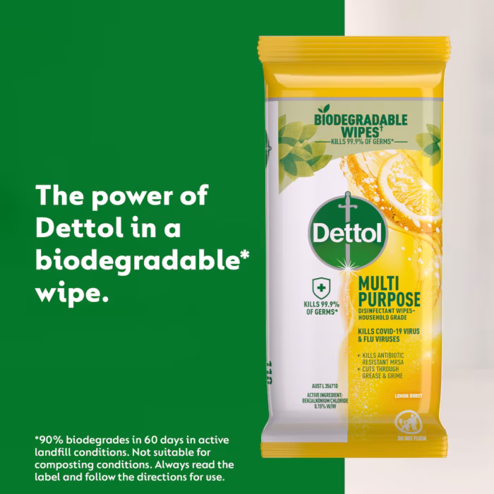 Dettol Multipurpose Disinfectant Cleaning Wipes Lemon 110 pack - Image 4