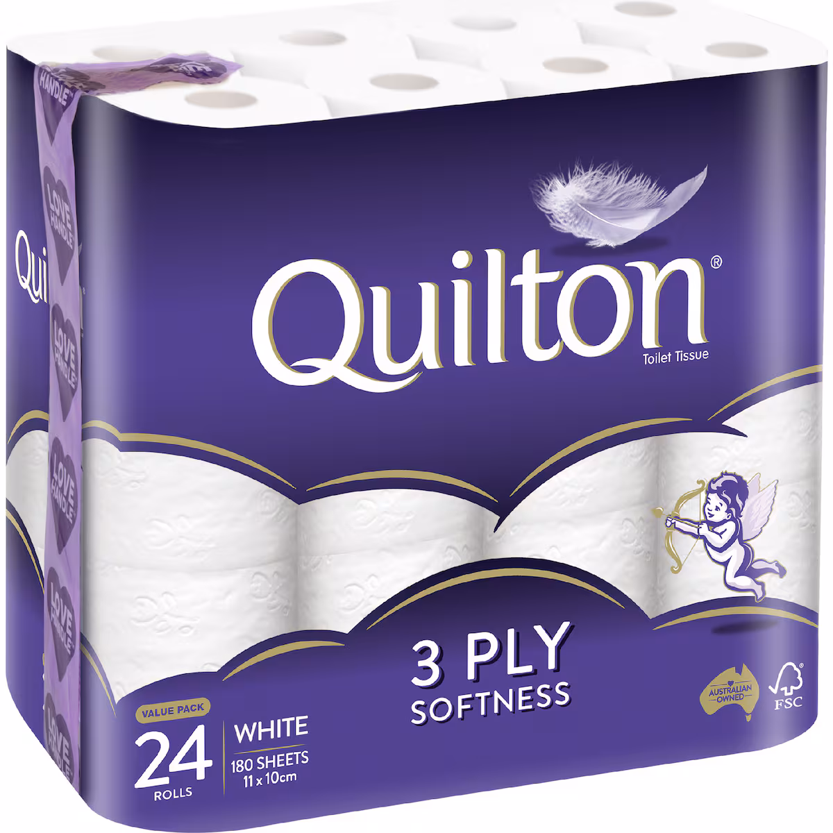 851925-1 Quilton White 3 Ply Toilet Paper 24 pack - Image 1