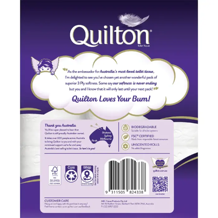 Quilton White 3 Ply Toilet Paper 24 pack - Image 4