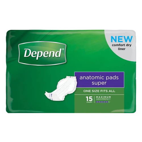 Depend_Anatomic_Pads_-_Normal_-07_500x DEPEND Anatomic Pads Super - One size fits all 69x35cm Unisex 2500ml - Image 1