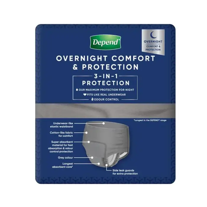 Depend Real Fit Night Defence Underwear for Men Large 97-127cm 1350ml - Image 3