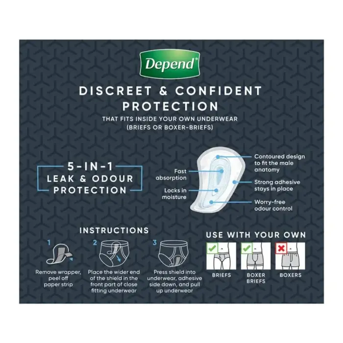 Depend Shields for Men One Size fits all 90 ml - Image 3