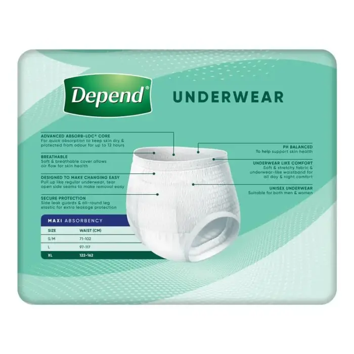 Depend Expert Care Maxi Underwear - XL 122-162cm Unisex 2700ml - Image 3