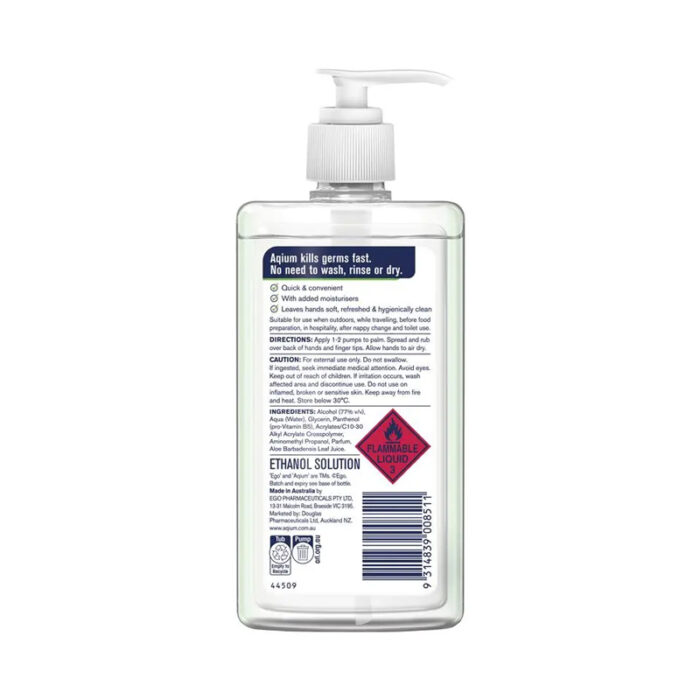 Aqium Antibacterial Hand Sanitiser (Aloe) 375Ml - Image 2