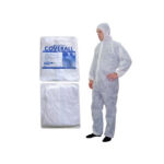 Livingstone Coveralls Protective Suit with Hood, 40gsm, Medium, Waterproof, Recyclable Polypropylene SPPand PE , White, 50/Carton