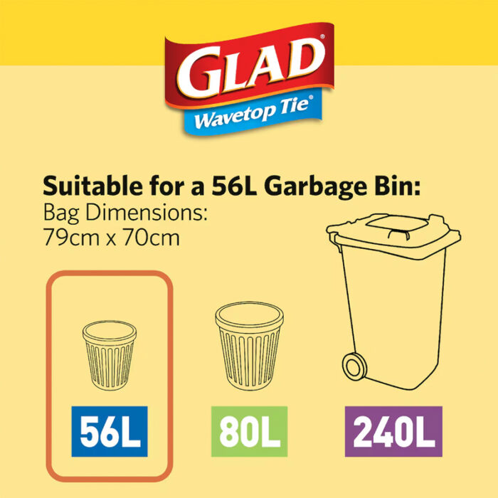 Glad Garbage Bags Wavetop 56L 20 pack - Image 2