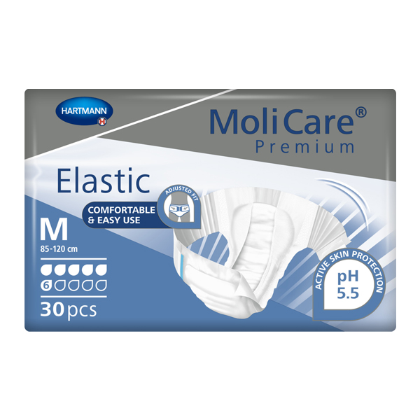 132-1 MoliCare Premium Elastic 6 Drops Slip - Medium 85-120cm Unisex 2159ml - Image 1