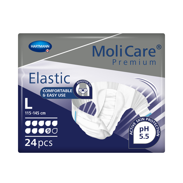 145-1 MoliCare Premium Elastic 9 Drops Slips Large 115-145cm Unisex 3856ml - Image 1