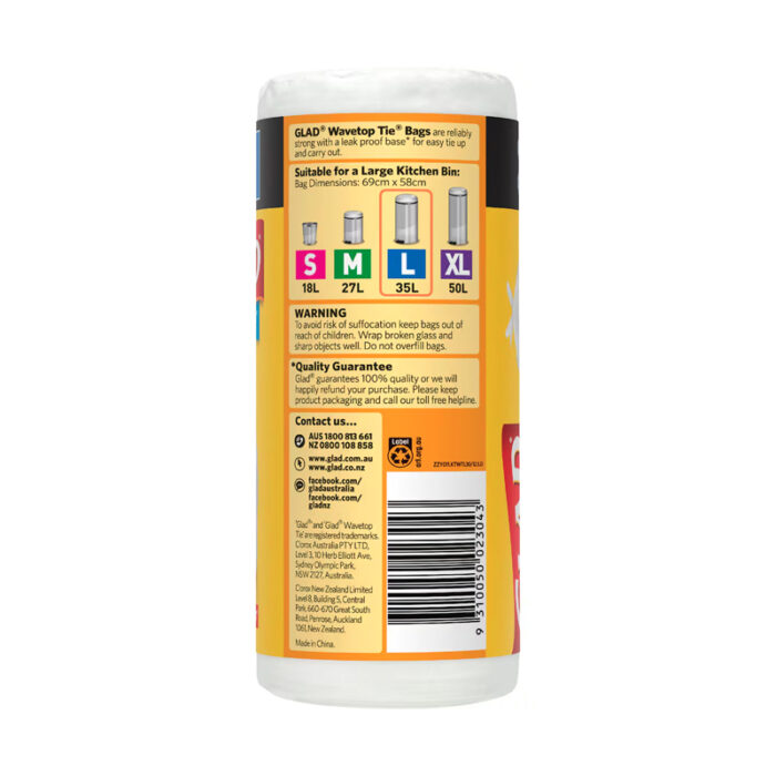 Glad Kitchen Tidy Bag Wavetop Large 30 pack - Image 2