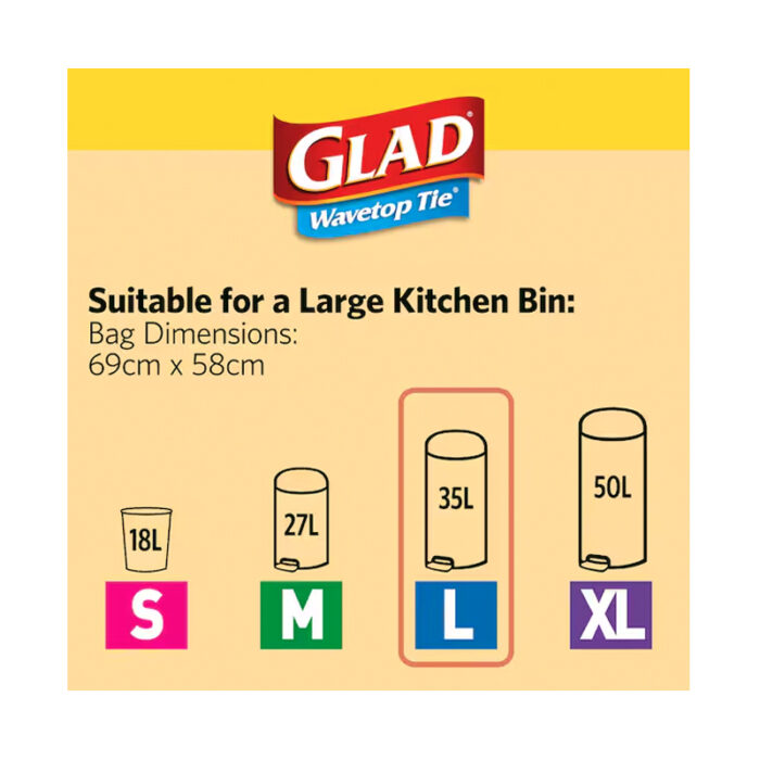 Glad Kitchen Tidy Bag Wavetop Large 30 pack - Image 4