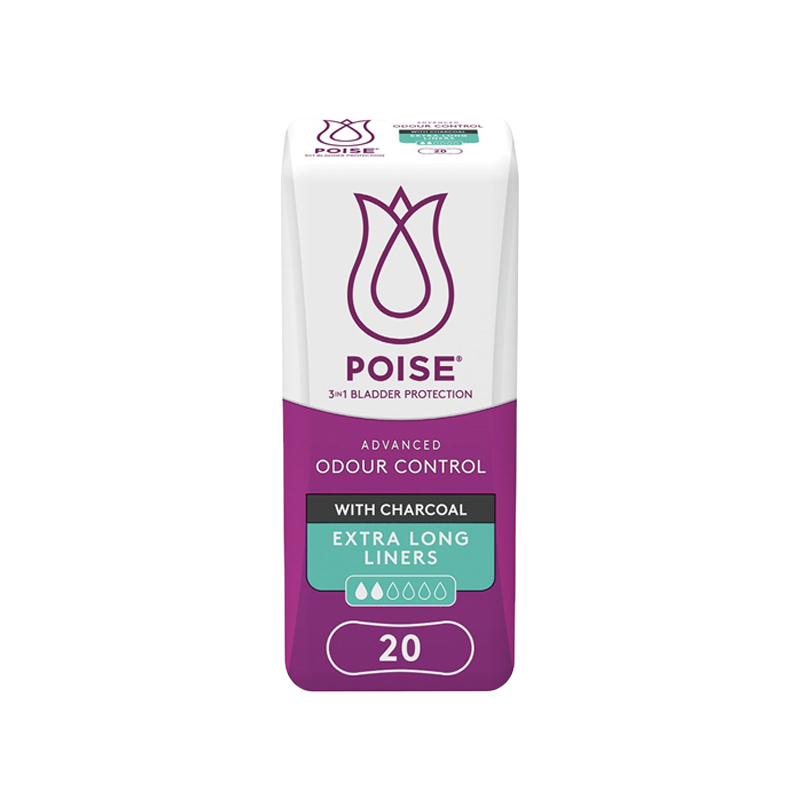 152 Poise Charcoal Extra Long Liners - One size fits all 21.5cm Woman 70ml - Image 1