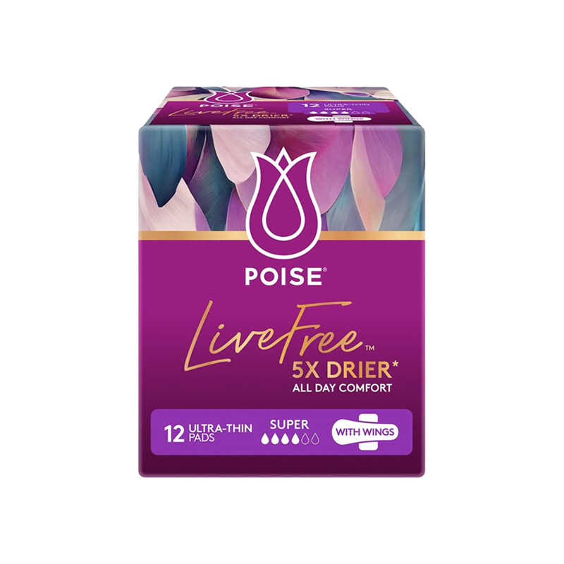161 Poise LiveFree Super Pads with Wings - One size fits all 28cm Woman 150ml - Image 1
