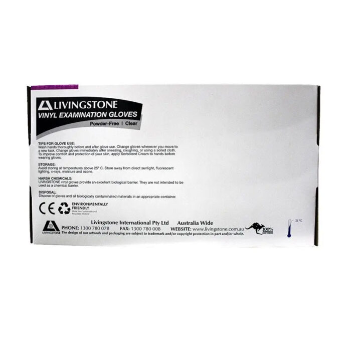 Livingstone Vinyl Examination Gloves ASTM Powder Free Small - Image 2