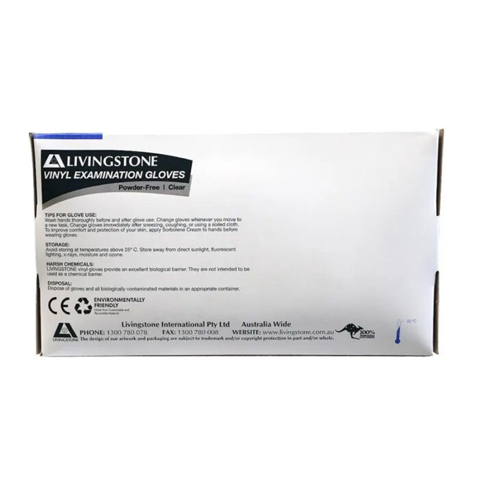 Livingstone Vinyl Examination Gloves ASTM Powder Free Medium - Image 2