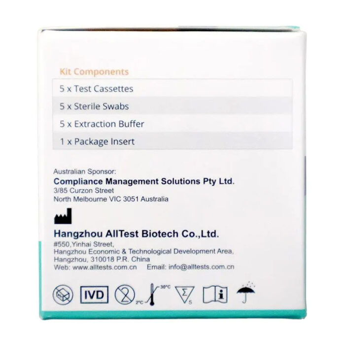 EasyTest COVID-19 Influenza A/B Antigen Combination Nasal Test Kit 5Pack - Image 2
