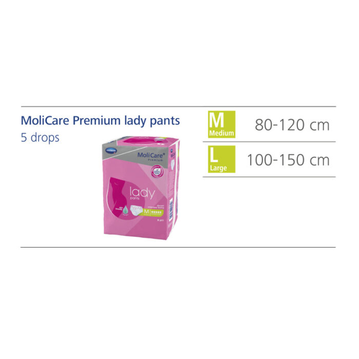 MoliCare Premium Lady Pants 5 Drops - Medium 80-120cm Woman 843ml - Image 2