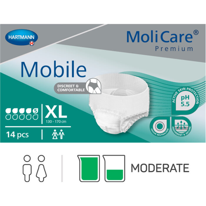 MoliCare Premium Mobile 5 Drops Pull Ups - XL 130-170cm Unisex 1183ml - Image 3