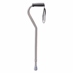 Livingstone Walking Stick or Cane, Swan Neck, Adjustable, 78-100cm Height, Withstand up to 100kg, Aluminium, Silver, Each